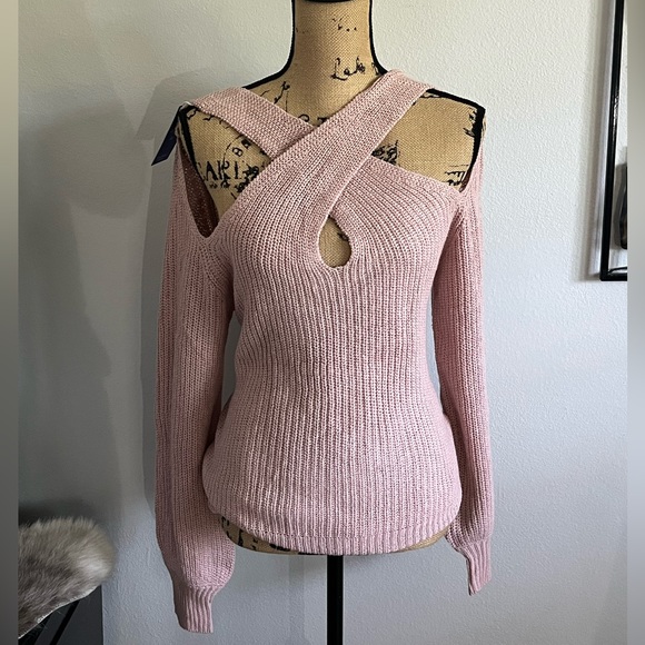 Crisscross Halter Cold Shoulder Cut Out Knit Sweater Size XS - Picture 6 of 9